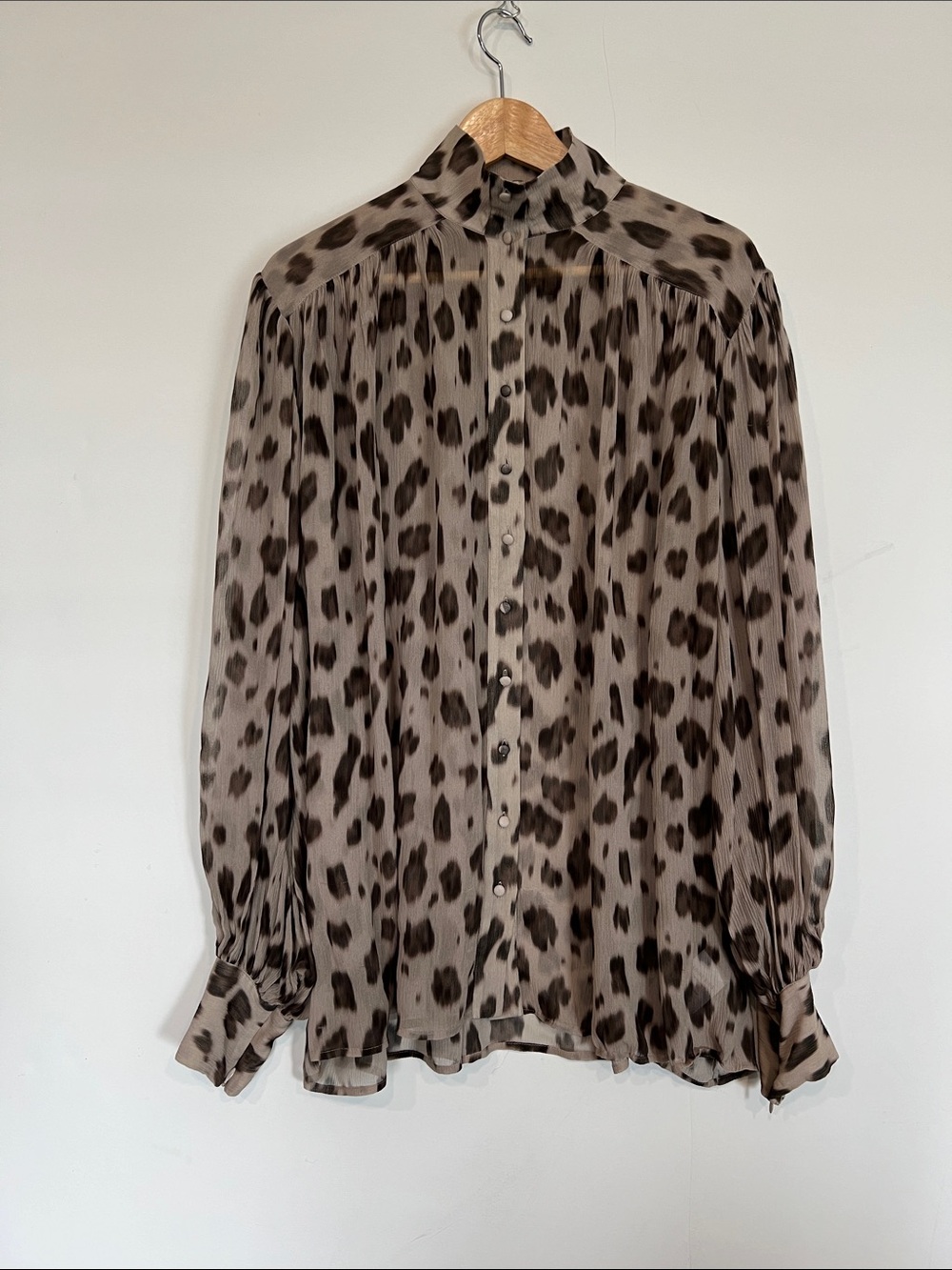 Anine Bing Kacey Silk Leopard Print Blouse Size Medium - Picture 11 of 16